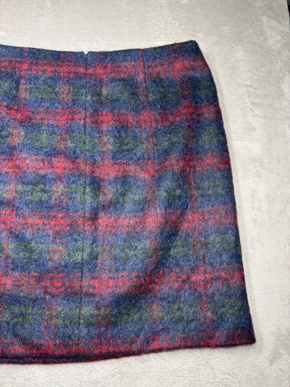 Talbots Wool Alpaca Blend Plaid Red Green Blue Straight Academia Mini Skirt 16 - Picture 12 of 15